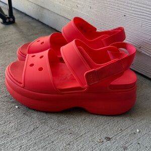 CROCS Platform Sandals in Bright Red